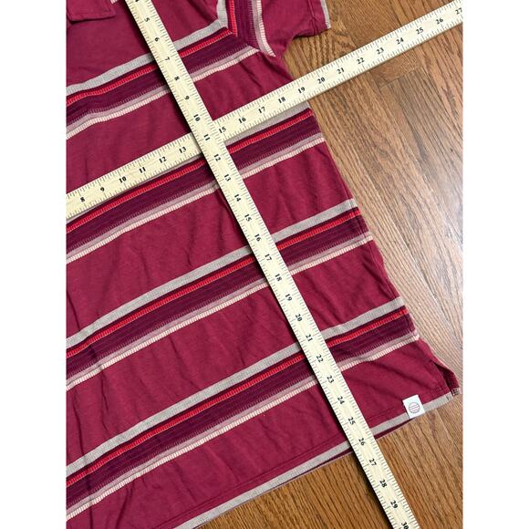 Marine Layer Men’s Polo Shirt Small RE-Spun Burgundy Striped Short Sleeve Cotton - Picture 6 of 6